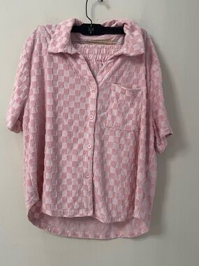 Ramona James Jasmine Pink Checkered Loungewear Set